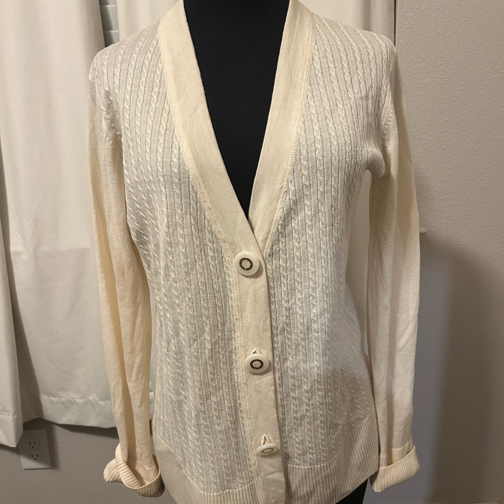 Tory Burch Ivory Knit Cardigan